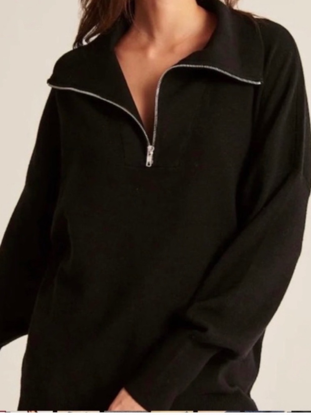 Abercrombie & Fitch Women's Quarter-zip Sweater Size S Soft A&F Collection Black